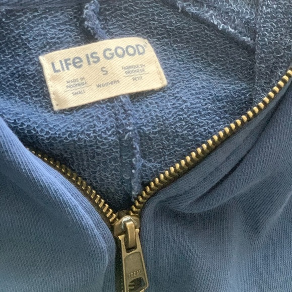 Life is good zip jacket hoodie blue oversized Size S - Picture 7 of 10
